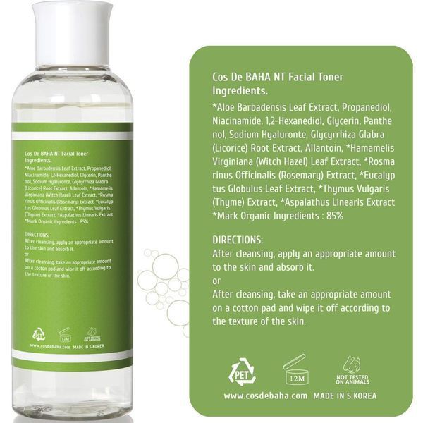 Балансуючий тонер з ніацинамідом COS DE BAHA. Niacinamide Facial Toner 200 ml 8809240318188 фото