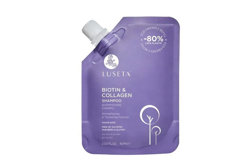 Набір для тонкого та ламкого волосся з косметичкою Luseta Beauty Biotin & Collagen Jet-Set Hair Strengthen Kit 810041442956 фото