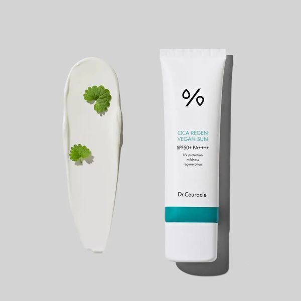 Сонцезахисний веганський крем з центелою азіатською Dr.Ceuracle Cica Regen Vegan Sun SPF50+ PA++++, 50 ml 8806133614983 фото